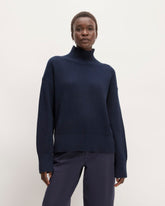 The Organic Cotton Ribbed Turtleneck | Navy