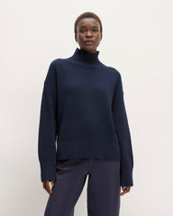 The Organic Cotton Ribbed Turtleneck | Navy