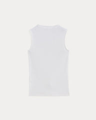The Luxe Rib Funnel-Neck Tank | White