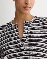 The Rib-Knit Short-Sleeve Henley | Bone / Black