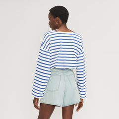 The Premium Weight Oversized Pocket Tee | Canvas Tan / Mazarine Blue