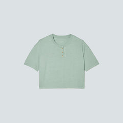 The Vintage Henley Hemp Tee | White Sage