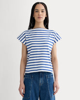 The Oversized Muscle Tee | Bone / Mazarine Blue