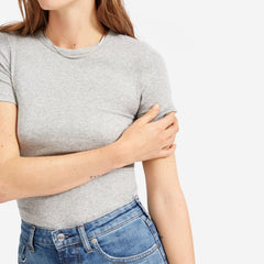 The Pima Micro-Rib Crew Tee | Heathered Grey