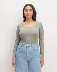 The Luxe Rib Long-Sleeve Scoop-Neck Tee | Sage Green