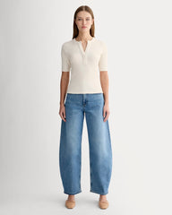 The Rib-Knit Short-Sleeve Henley | Bone