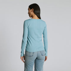 The Luxe Rib Long-Sleeve Crew | Blue Shadow