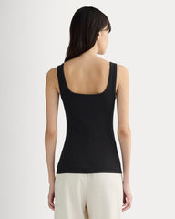 The Luxe Rib Square-Neck Tank | Black