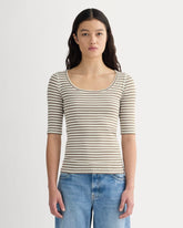 The Luxe Rib Scoop-Neck Tee | Bone / Deep Taupe