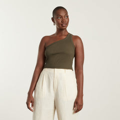 The Ribbed One-Shoulder Tank | Beech