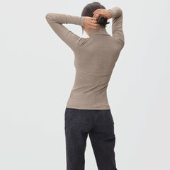 The Luxe Micro-Rib Turtleneck | Heathered Burnt Sugar