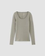 The Luxe Rib Long-Sleeve Scoop-Neck Tee | Sage Green
