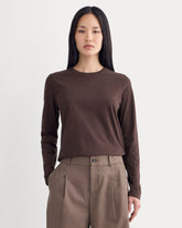 The Slim Long-Sleeve Crew in Essential Cotton | Dark Chocolate