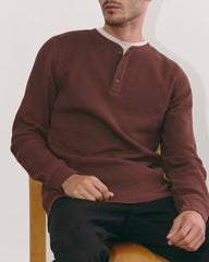 The Waffle Long-Sleeve Henley | Dark Mahogany