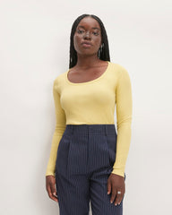 The Luxe Rib Long-Sleeve Scoop-Neck Tee | Raffia