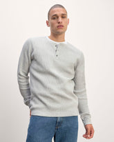 The Waffle Long-Sleeve Henley | Heathered Light Grey