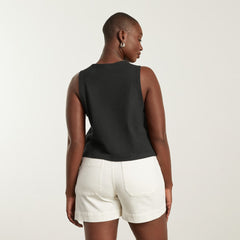 The Premium Weight Cropped Pocket Tank | Black