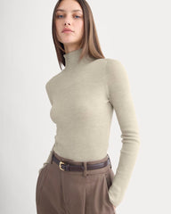 The Turtleneck in Ultrasoft Merino | Heather Oatmeal