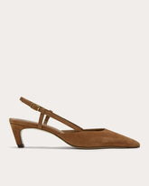 The Studio Slingback Heel | Saddle Brown Suede