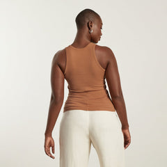 The Pima Micro-Rib U-neck Tank | Tawny Brown