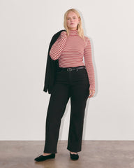 The Luxe Rib Turtleneck | Bone / Berry Red