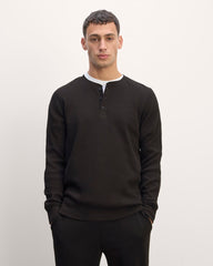 The Waffle Long-Sleeve Henley | Black