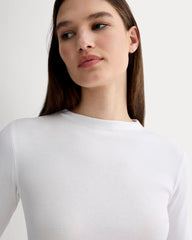 The Luxe Rib Funnel-Neck Tee | White