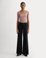 The Luxe Rib Scoop-Neck Tee | Rose Dusk