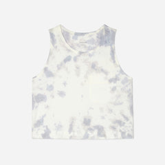 The Premium Weight Cropped Pocket Tank | Blue Slate Tie Dye
