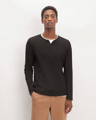 The Waffle Long-Sleeve Henley | Black