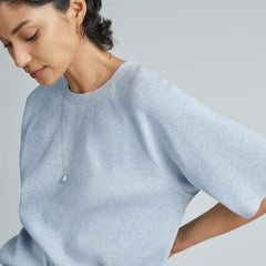 The Organic Cotton Waffle Raglan Tee | Heathered Light Blue