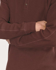 The Waffle Long-Sleeve Henley | Dark Mahogany