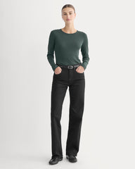 The Luxe Rib Long-Sleeve Crew | Heathered Dark Sea