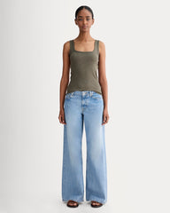 The Luxe Rib Square-Neck Tank | Heathered Fatigue