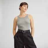 The Supima® Micro-Rib Cropped Tank | Heather Grey