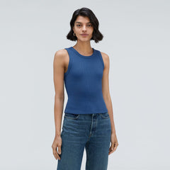 The Ribbed Cutout Tank | Deep Blue