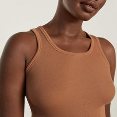 The Pima Micro-Rib U-neck Tank | Tawny Brown
