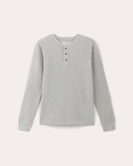 The Waffle Long-Sleeve Henley | Heathered Light Grey