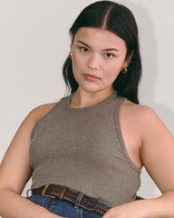 The Luxe Rib Racerback Tank | Heathered Fatigue
