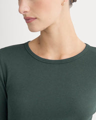 The Luxe Rib Long-Sleeve Crew | Heathered Dark Sea