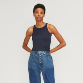 The Supima® Micro-Rib Cropped Tank | Navy