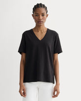 The Slouchy V-Neck Tee in Cotton Linen | Black