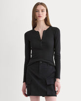 The Luxe Rib Henley | Black