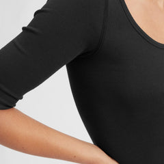 The Luxe Micro-Rib Scoop-Neck Tee | Black