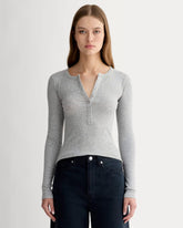 The Luxe Rib Henley | Heathered Grey