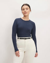 The Luxe Rib Long-Sleeve Crew | Navy