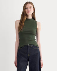 The Luxe Rib Funnel-Neck Tank | Dark Forest