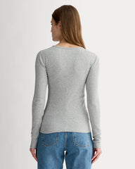 The Luxe Rib Long-Sleeve Crew | Washed Heathered Grey