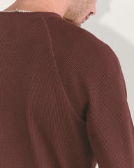 The Waffle Long-Sleeve Henley | Dark Mahogany