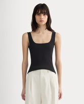 The Luxe Rib Square-Neck Tank | Black